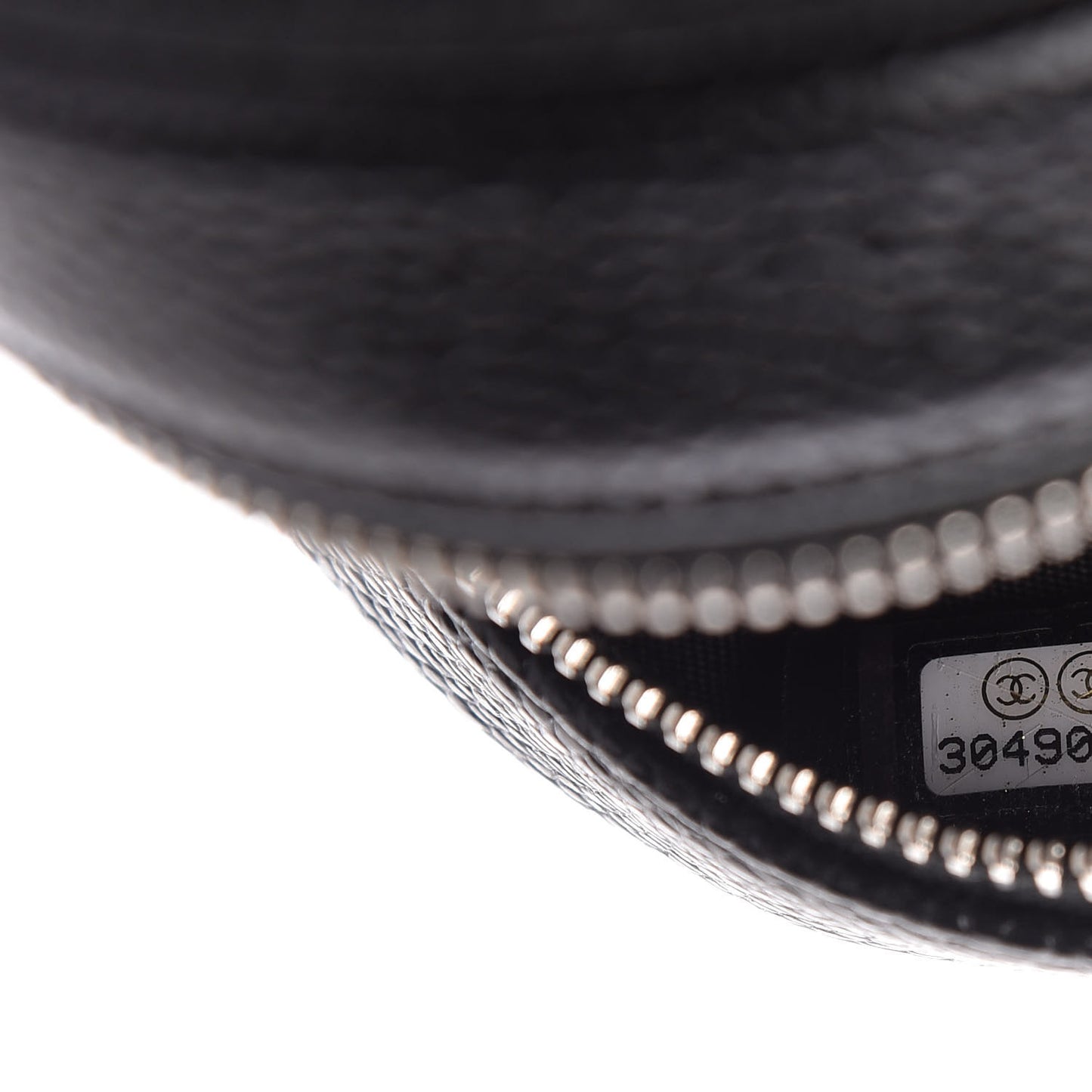 Caviar Camellia Embossed Round Clutch With Chain Black