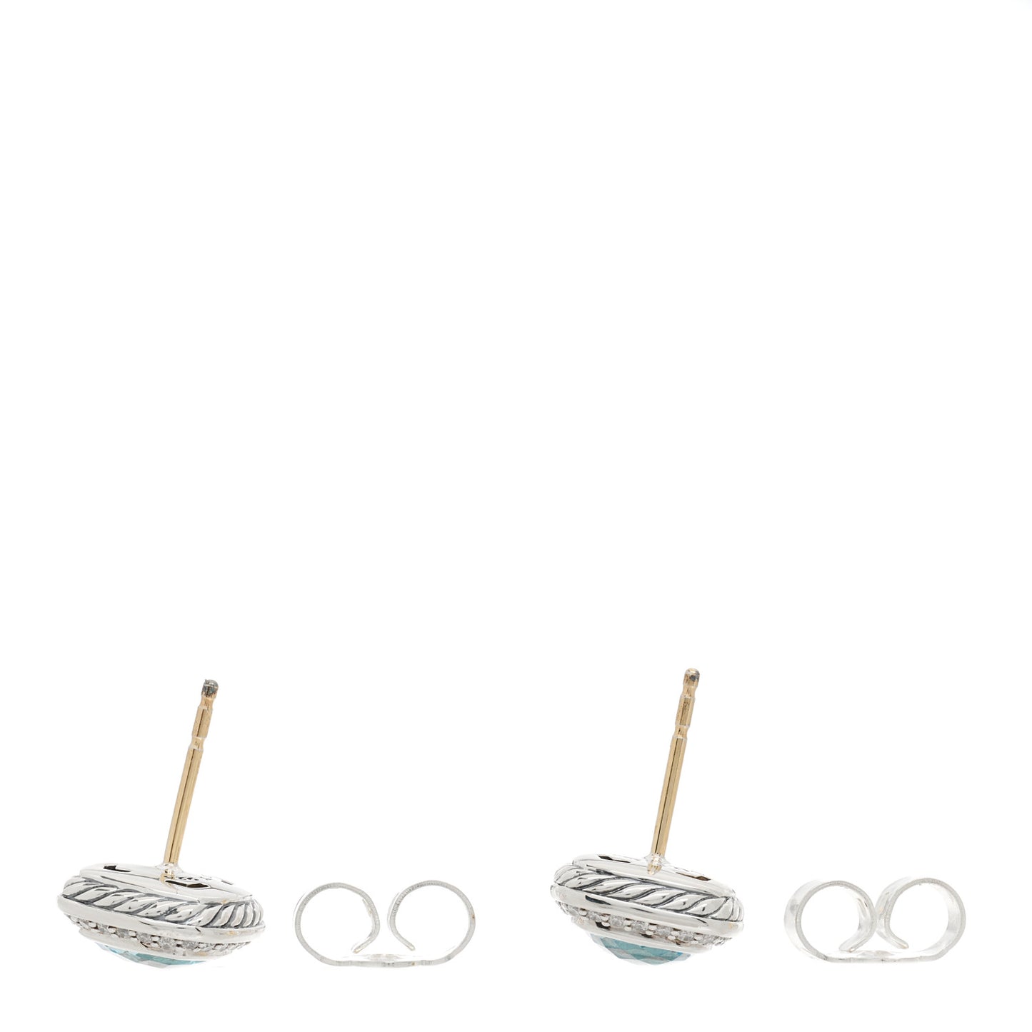 Sterling Silver Diamond Blue Topaz 7mm Petite Albion Earrings