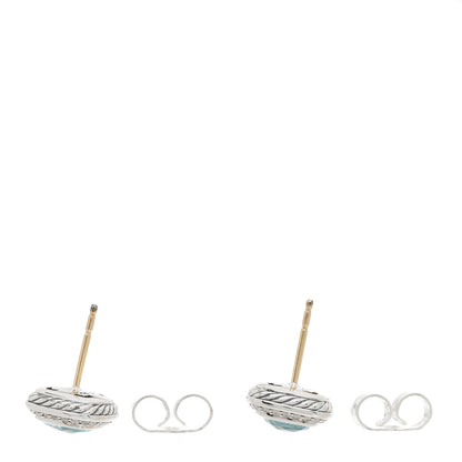 David Yurman Sterling Silver Diamond Blue Topaz 7mm Petite Albion Earrings 3 of 4