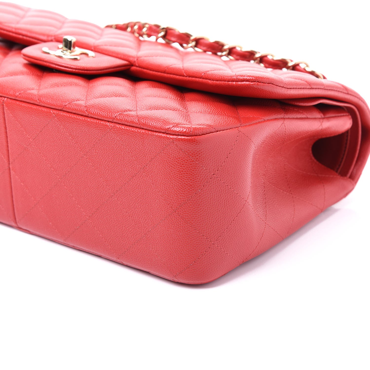 Chanel Caviar Quilted Jumbo Double Flap Red 6 of 9