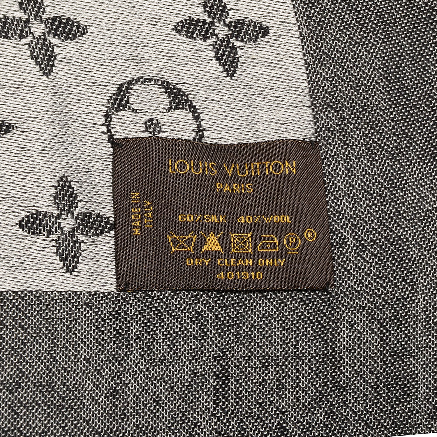 Louis Vuitton Wool Silk Monogram Denim Shawl Black 3 of 5