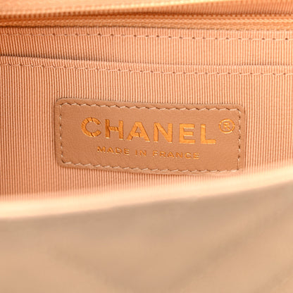 Chanel Metallic Caviar Chevron Quilted Medium Statement Flap Beige 6 of 10