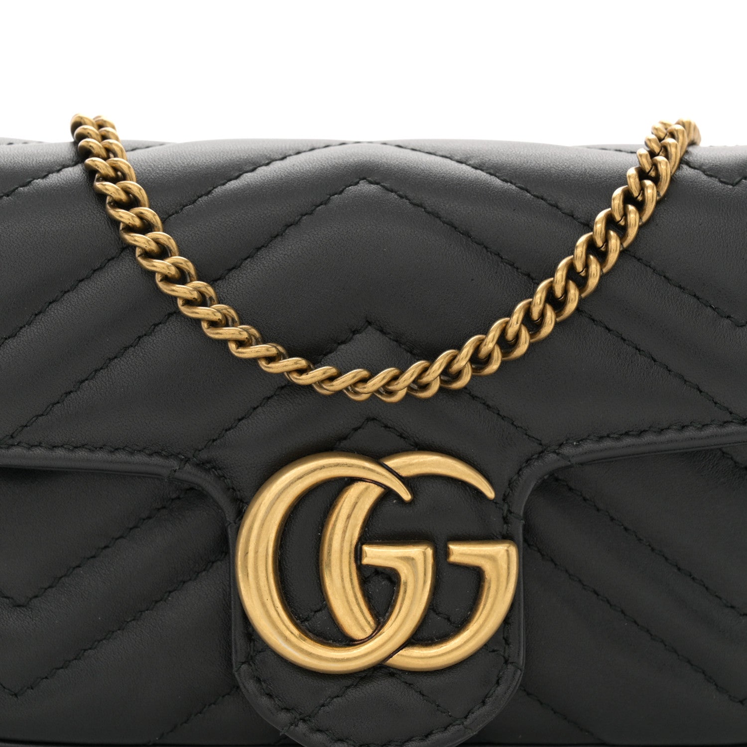 Gucci Calfskin Matelasse Super Mini GG Marmont Shoulder Bag Black 8 of 12