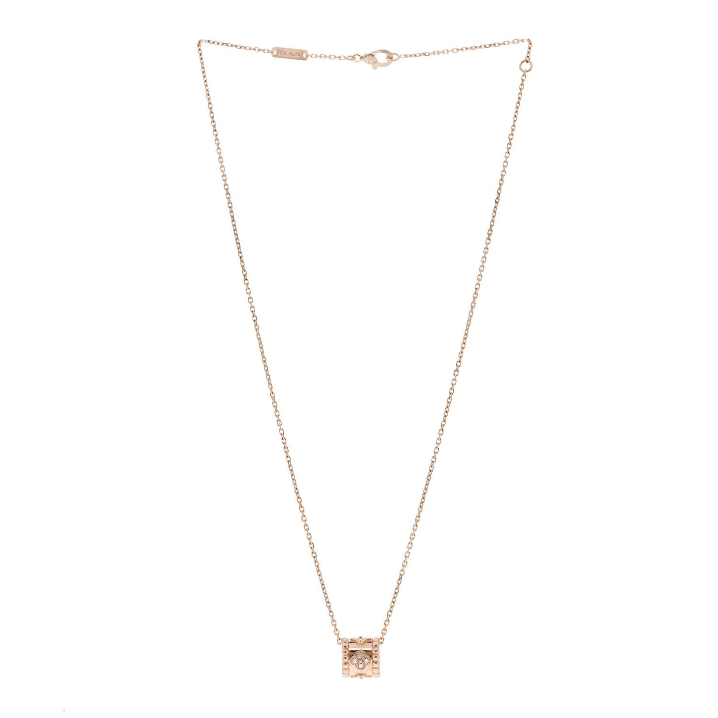 18K Rose Gold Diamond Small Perlee Clovers Pendant Necklace