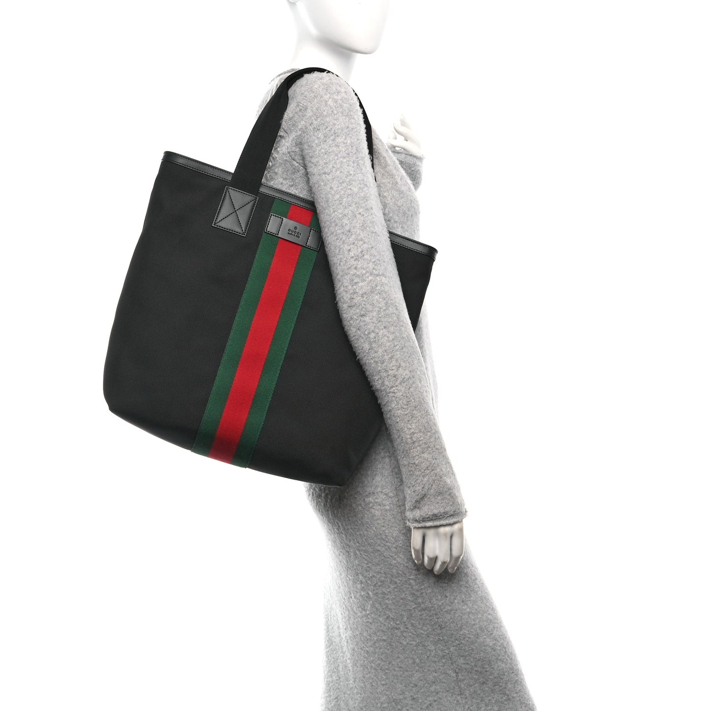 Techno Canvas Web Vertical Tote Black