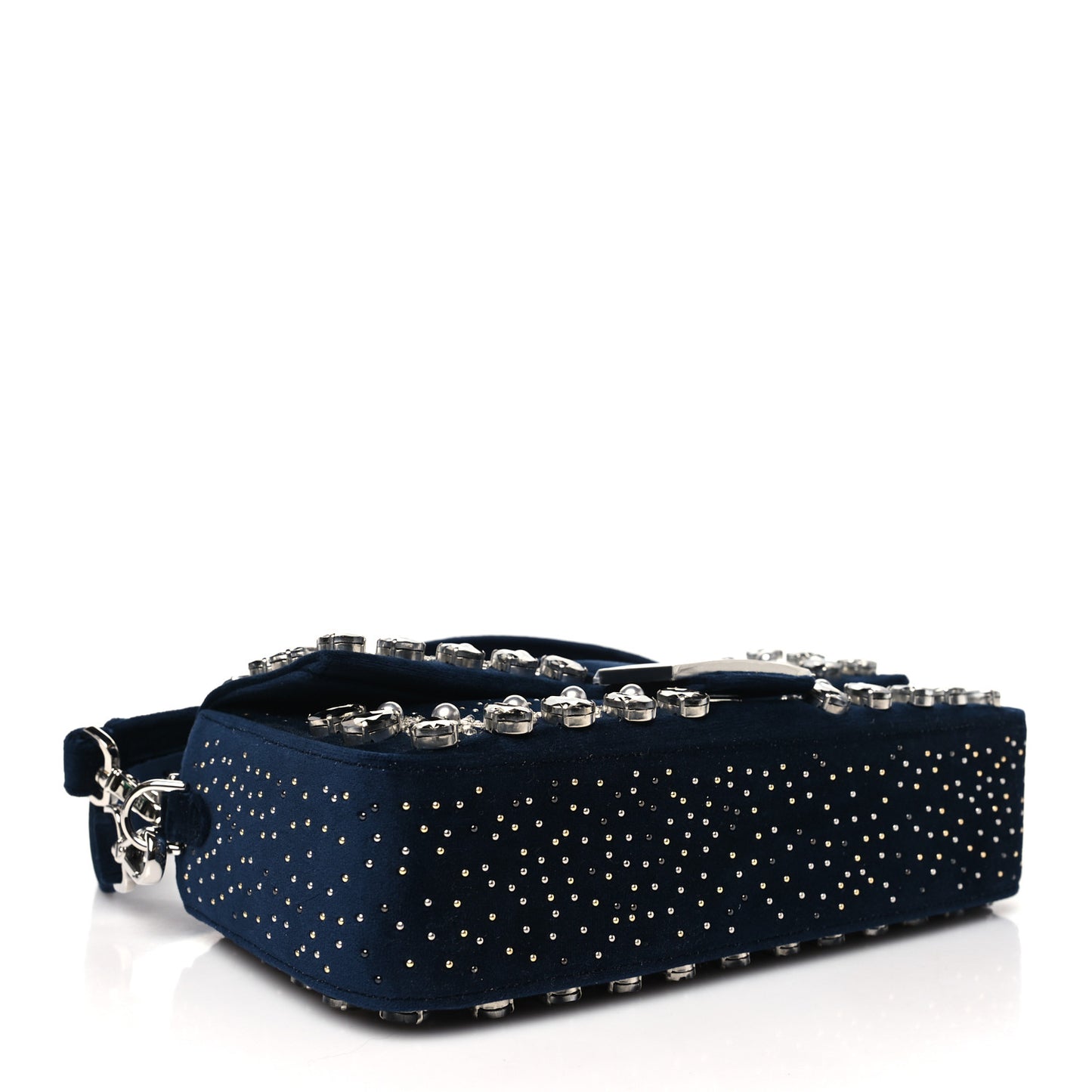 Velvet Crystal Embellished Baguette Midnight