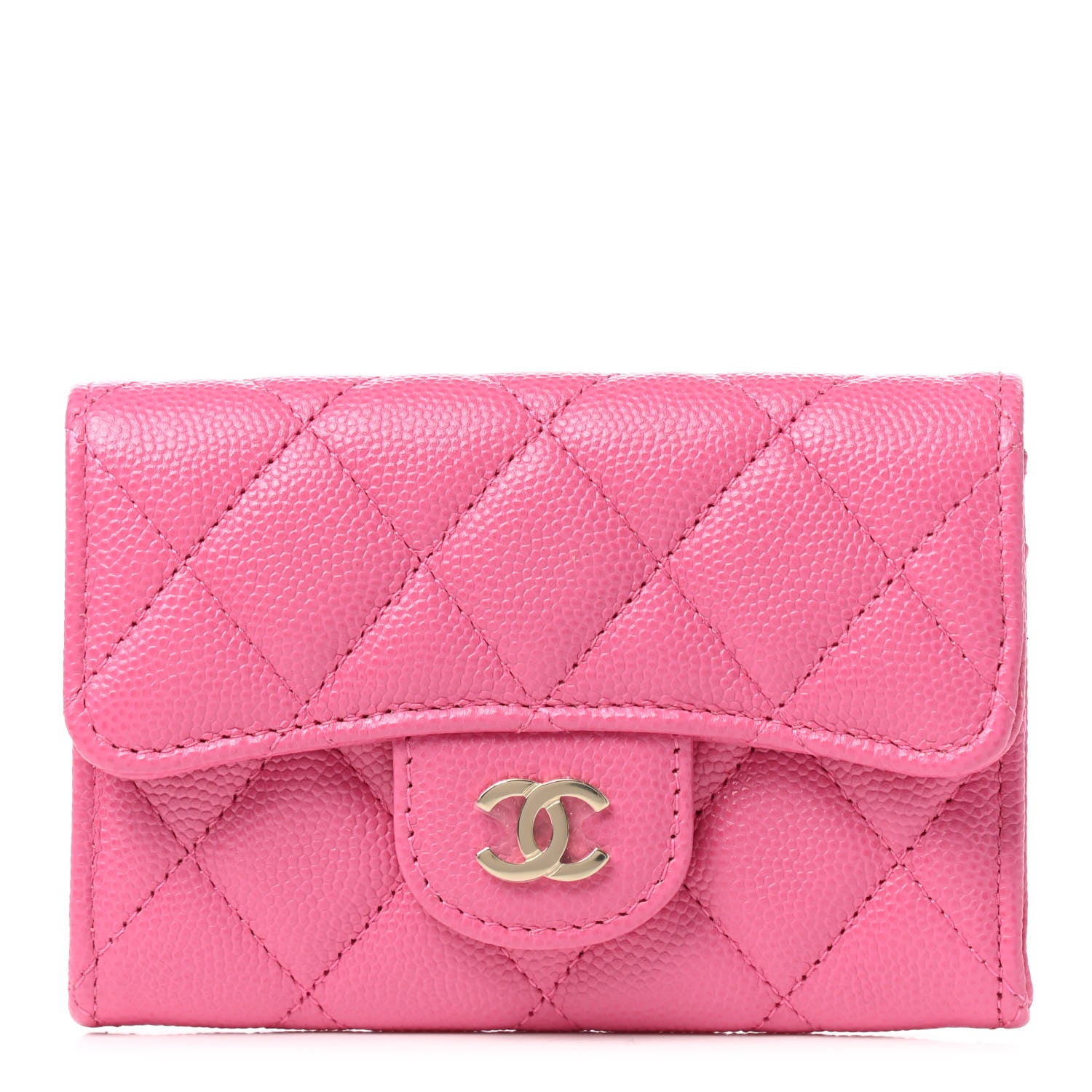 Chanel Caviar Quilted Flap Card Holder Wallet Dark Pink 1 of 8