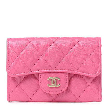 Chanel Caviar Quilted Flap Card Holder Wallet Dark Pink 1 of 8