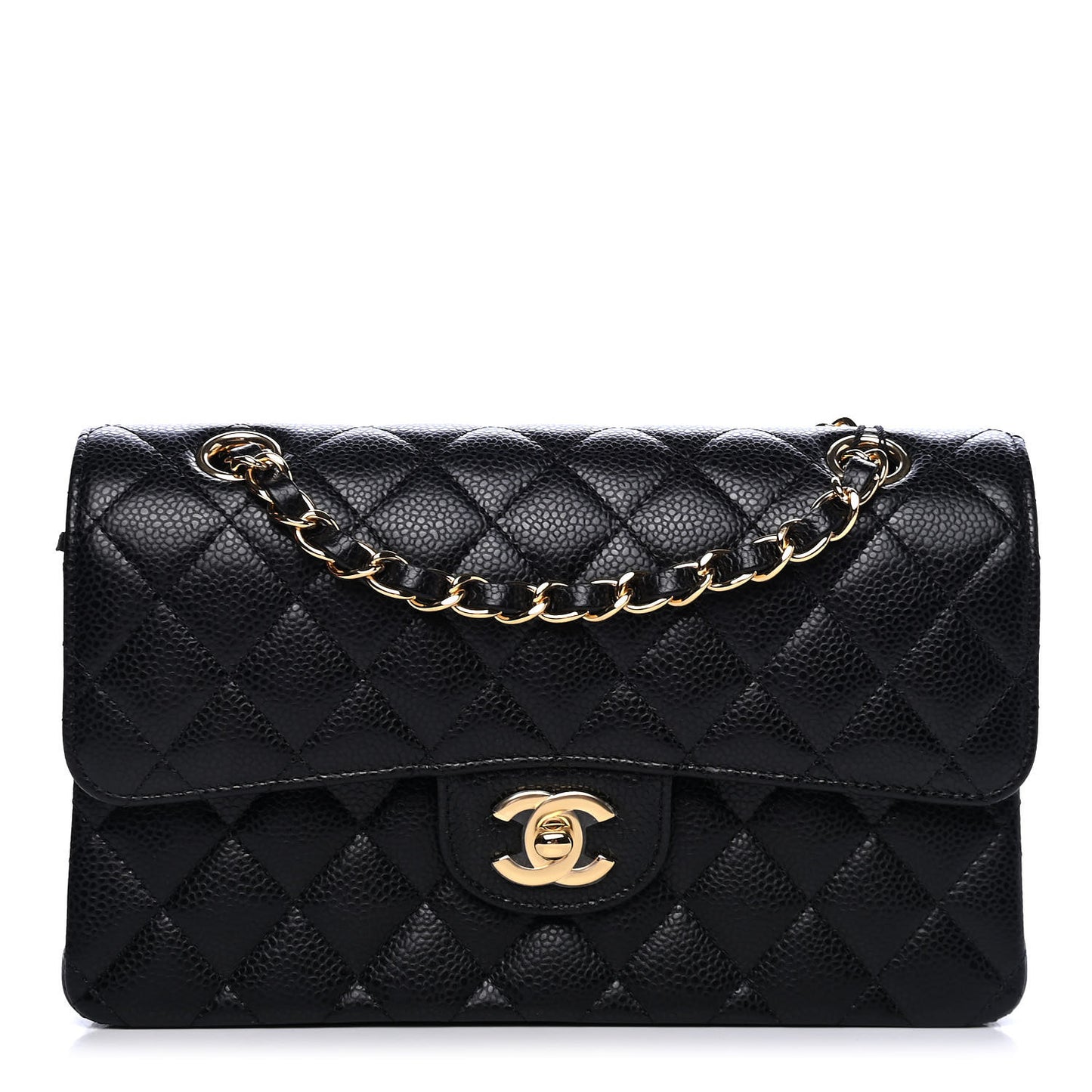 Caviar Quilted Small Double Flap Black