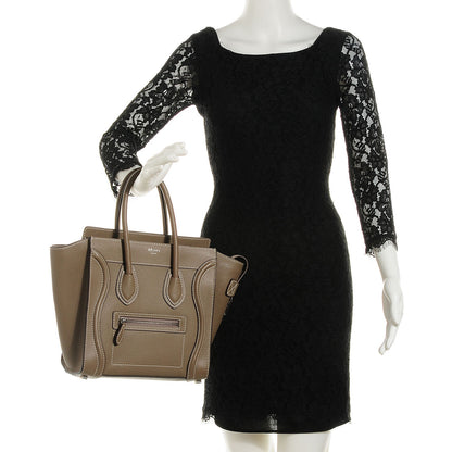 Celine Drummed Calfskin Micro Luggage Souris 2 of 8