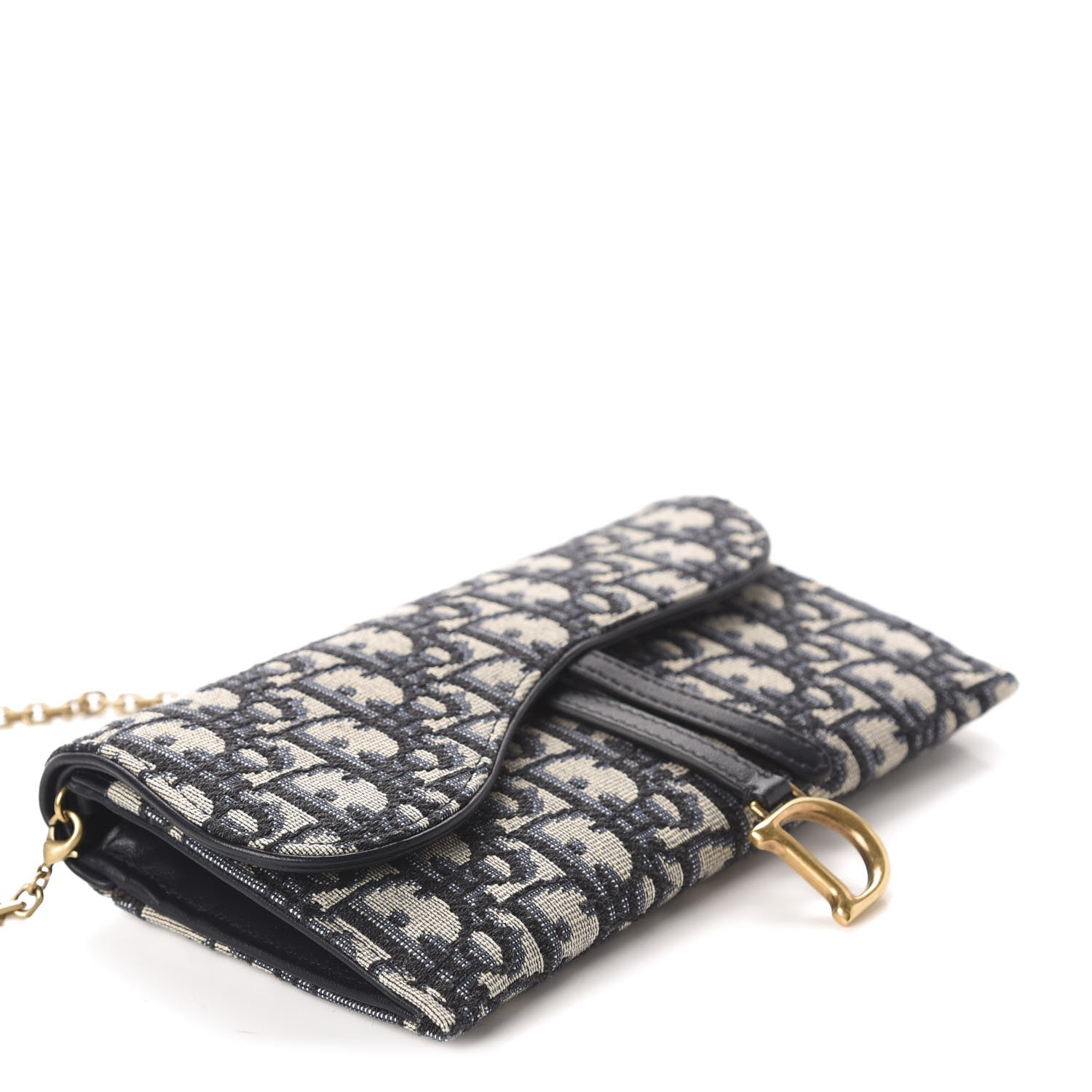 Christian Dior Oblique Saddle Chain Long Wallet Blue 4 of 12