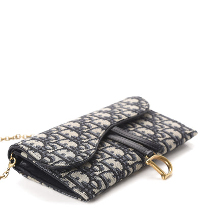 Christian Dior Oblique Saddle Chain Long Wallet Blue 4 of 12