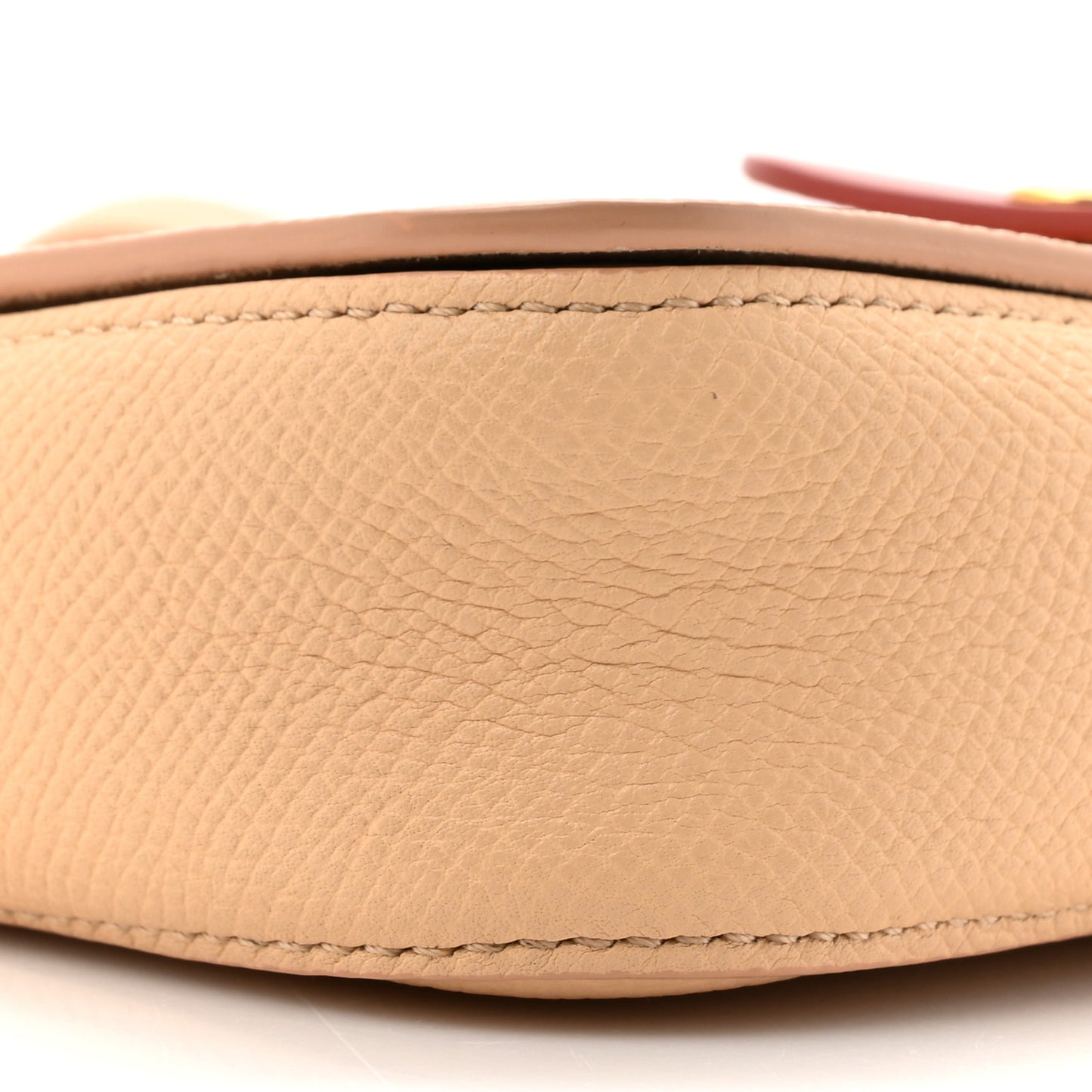 Grained Shiny Calfskin Strap Clutch Light Taupe Red