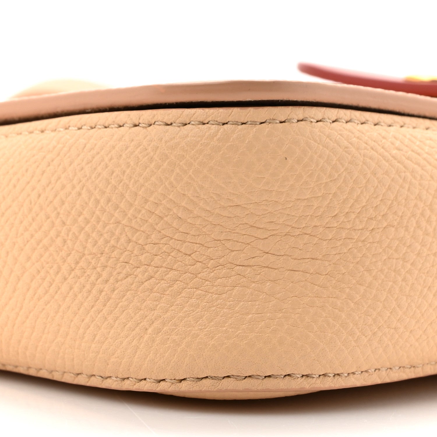 Celine Grained Shiny Calfskin Strap Clutch Light Taupe Red 10 of 10