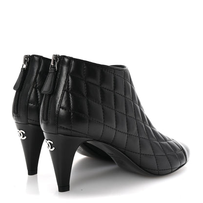 Chanel Calfskin Quilted Cap Toe Short Boots 38.5 Black 5 of 10