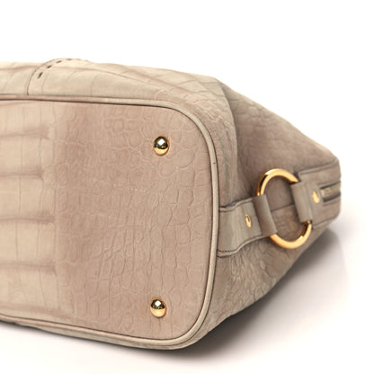 Saint Laurent Nubuck Crocodile Embossed Oversized Muse Beige 10 of 10