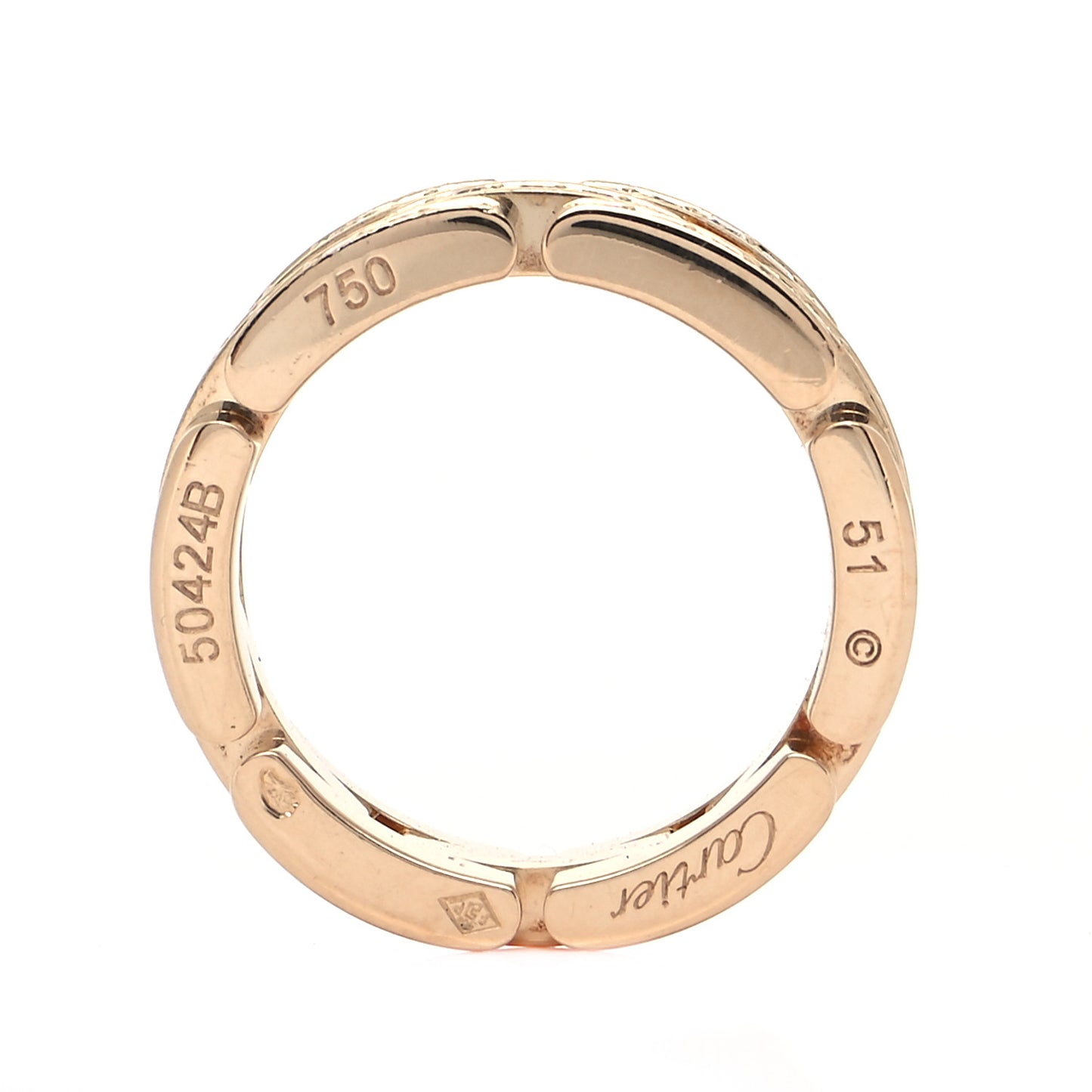 18K Yellow Gold Diamond Maillon Panthere 3 Half Rows Paved Ring 51 5.75