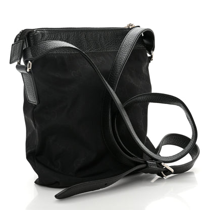 Gucci Nylon Monogram Dollar Calfskin Small Flat Messenger Bag Black 3 of 11