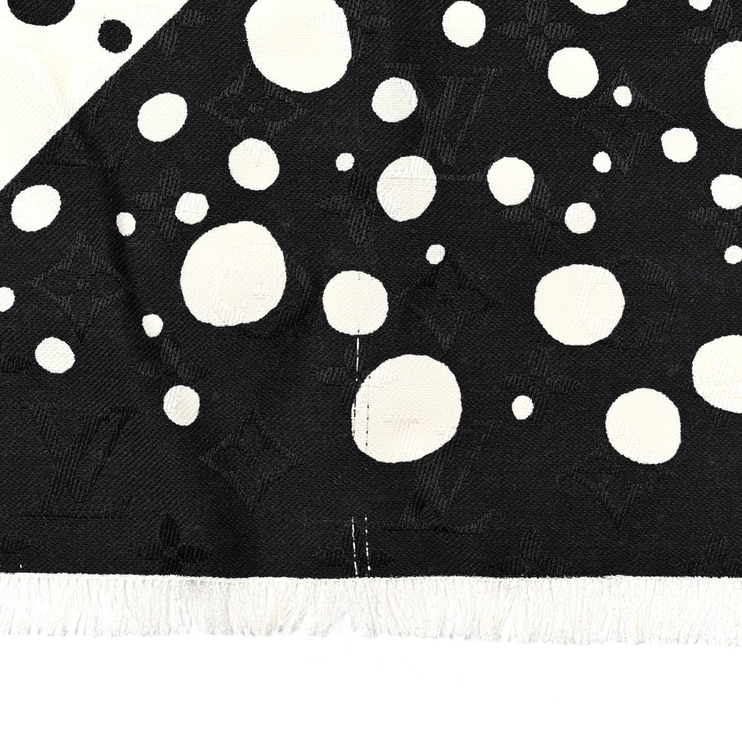 Louis Vuitton LV x YK Silk Wool Infinity Dots Shawl Black White 4 of 7