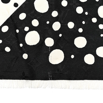 Louis Vuitton LV x YK Silk Wool Infinity Dots Shawl Black White 4 of 7