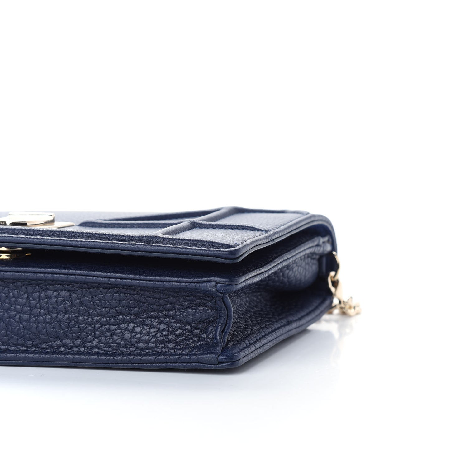 Grained Calfskin Diorama Wallet on Chain Pouch Blue