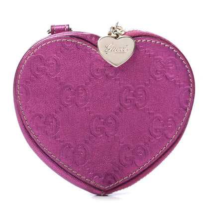 Gucci Metallic Guccissima Heart Coin Purse Purple 1 of 6