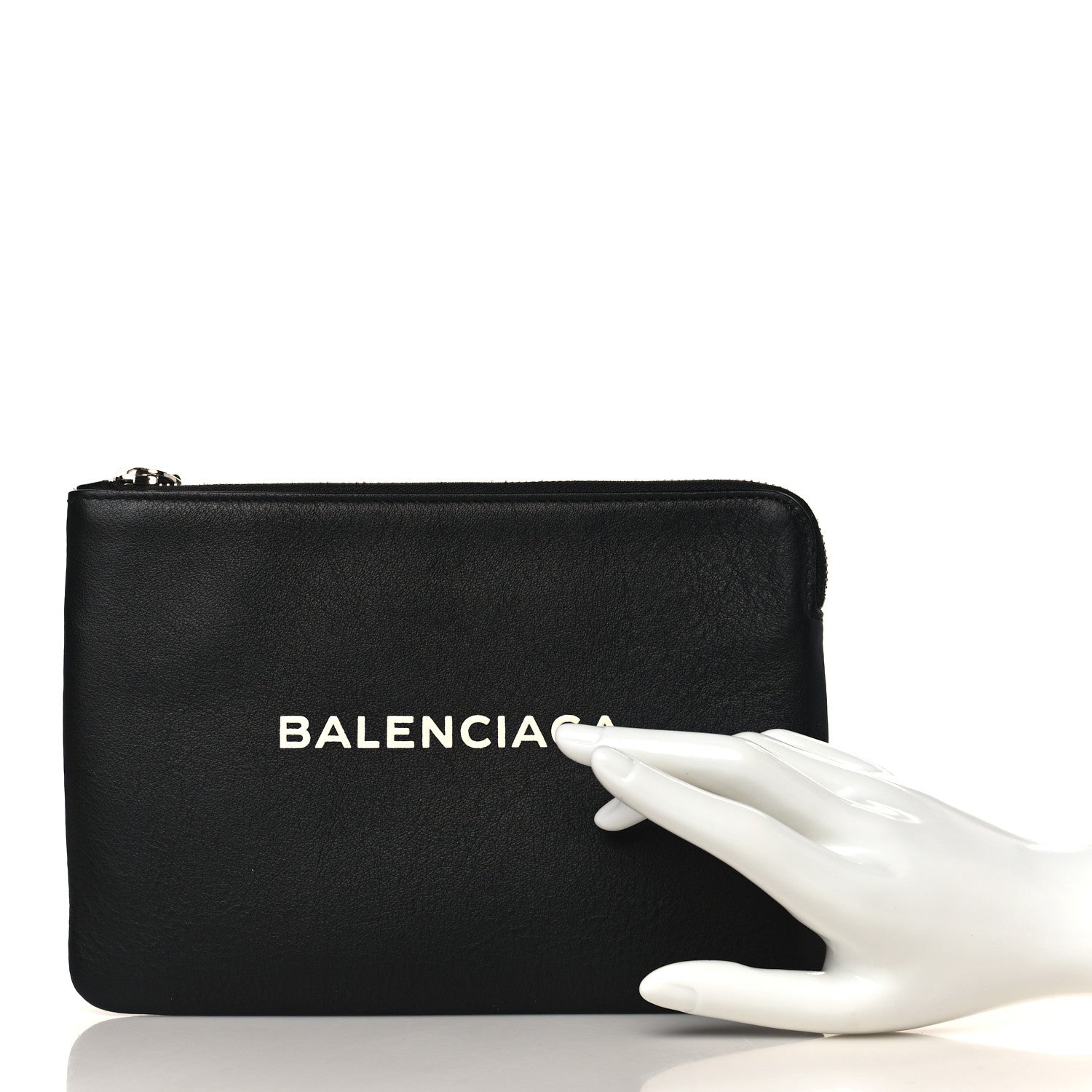 Balenciaga Calfskin Logo Medium Everyday Pouch Black 2 of 7