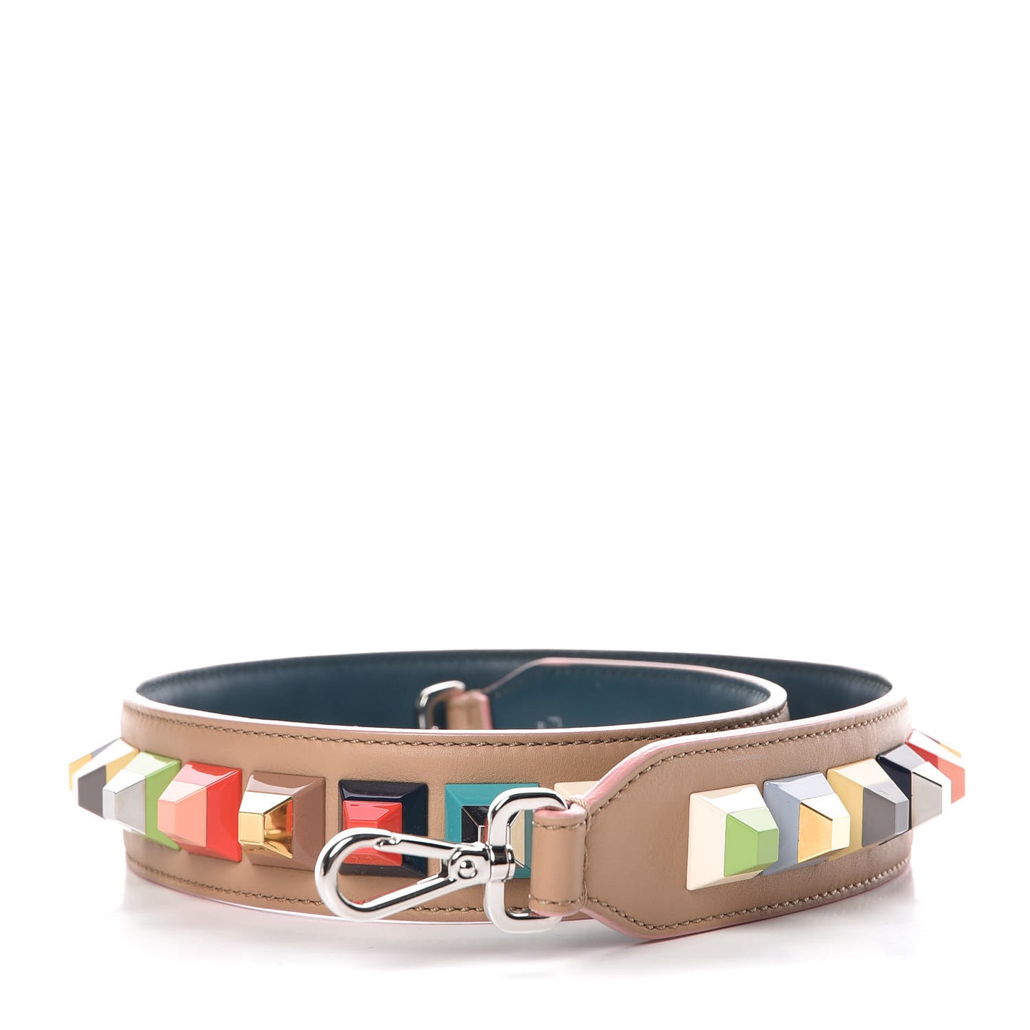 Vitello Dolce Plexiglass Bi-Color Studded Strap You Cuoio Oceano Multicolor