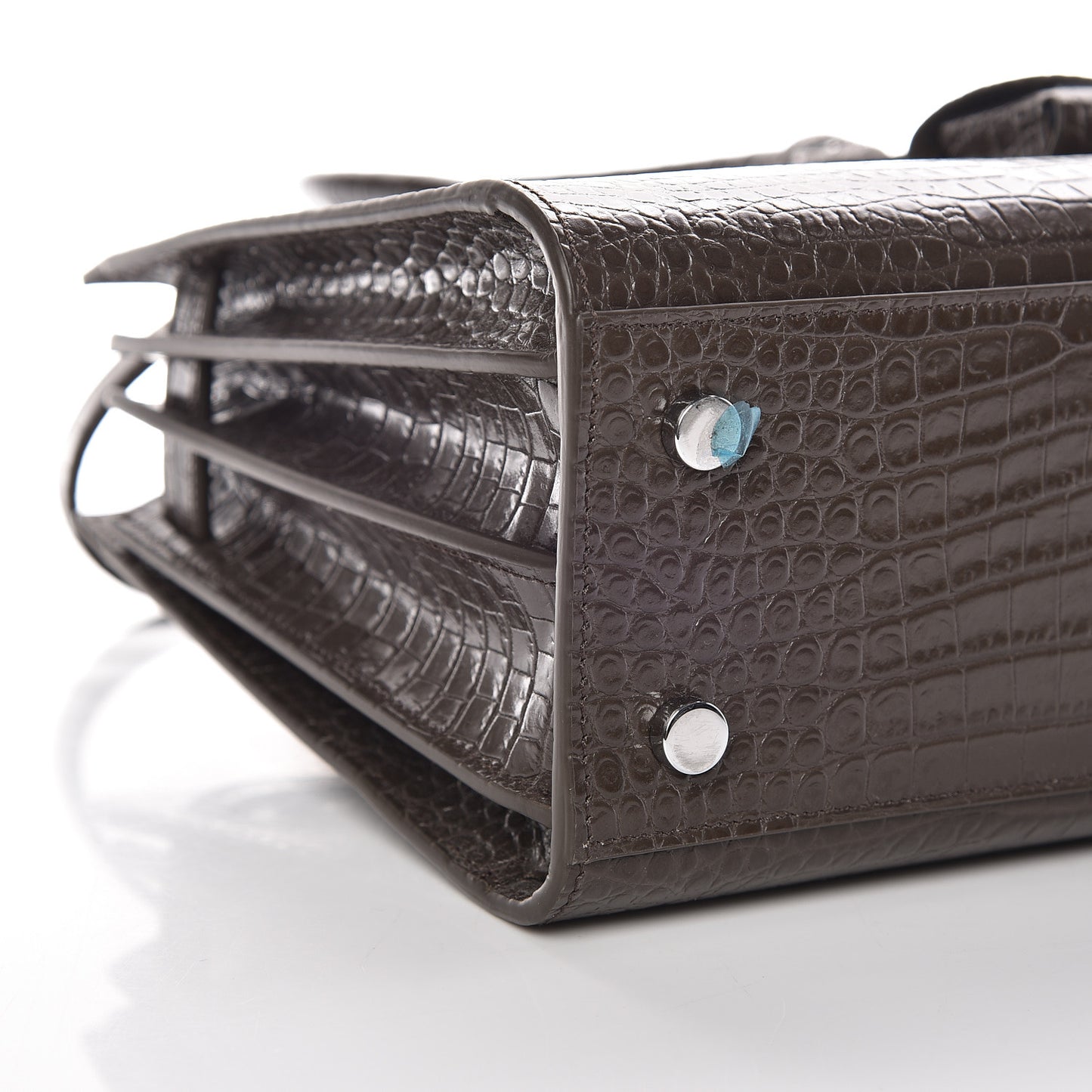 Calfskin Crocodile Embossed Baby Sac De Jour Dark Brown