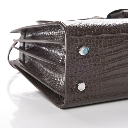 Saint Laurent Calfskin Crocodile Embossed Baby Sac De Jour Dark Brown 9 of 10