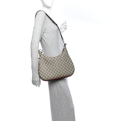 Gucci GG Supreme Monogram Textured Calfskin Web Large Attache Shoulder Bag Beige Ebony New Acero 2 of 11