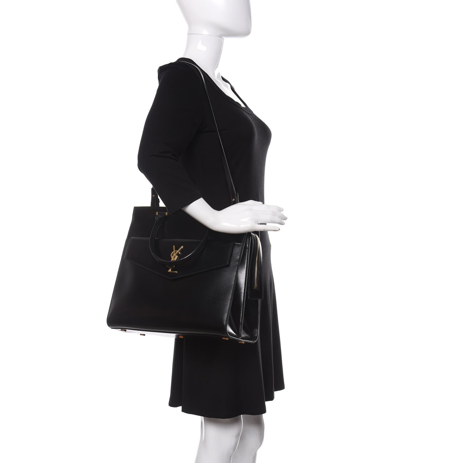 Saint Laurent Shiny Calfskin Large Uptown Tote Black 2 of 14