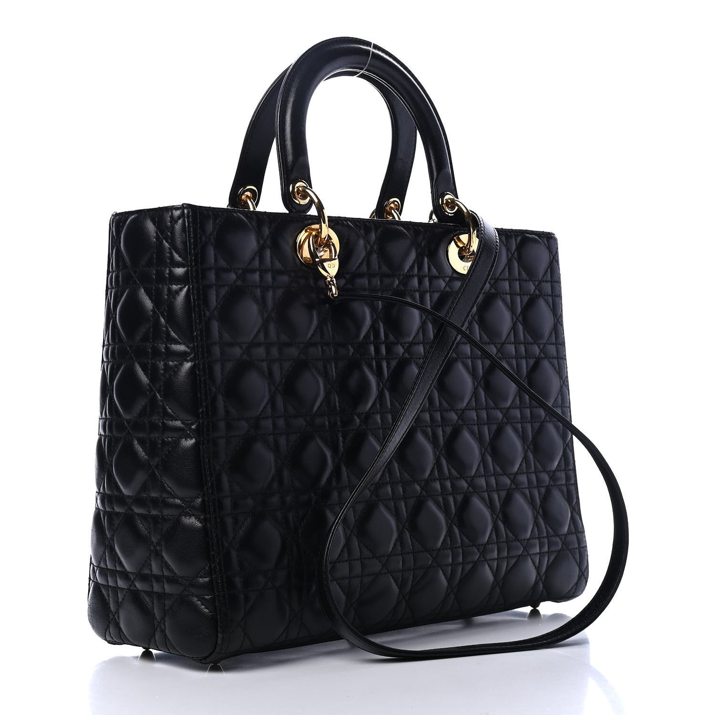 Lambskin Cannage Large Lady Dior Black