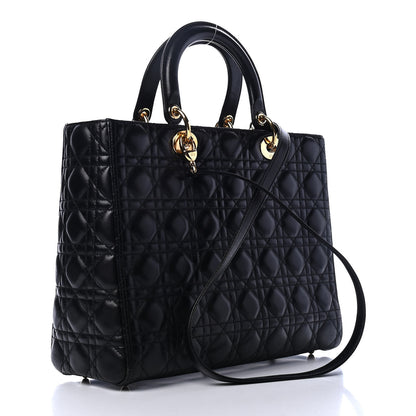 Christian Dior Lambskin Cannage Large Lady Dior Black 2 of 4