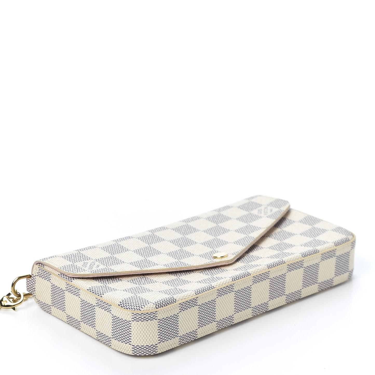 Damier Azur Pochette Felicie Chain Wallet Rose Ballerine