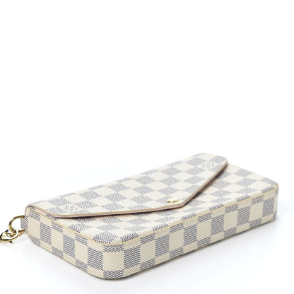 Louis Vuitton Damier Azur Pochette Felicie Chain Wallet Rose Ballerine 3 of 10