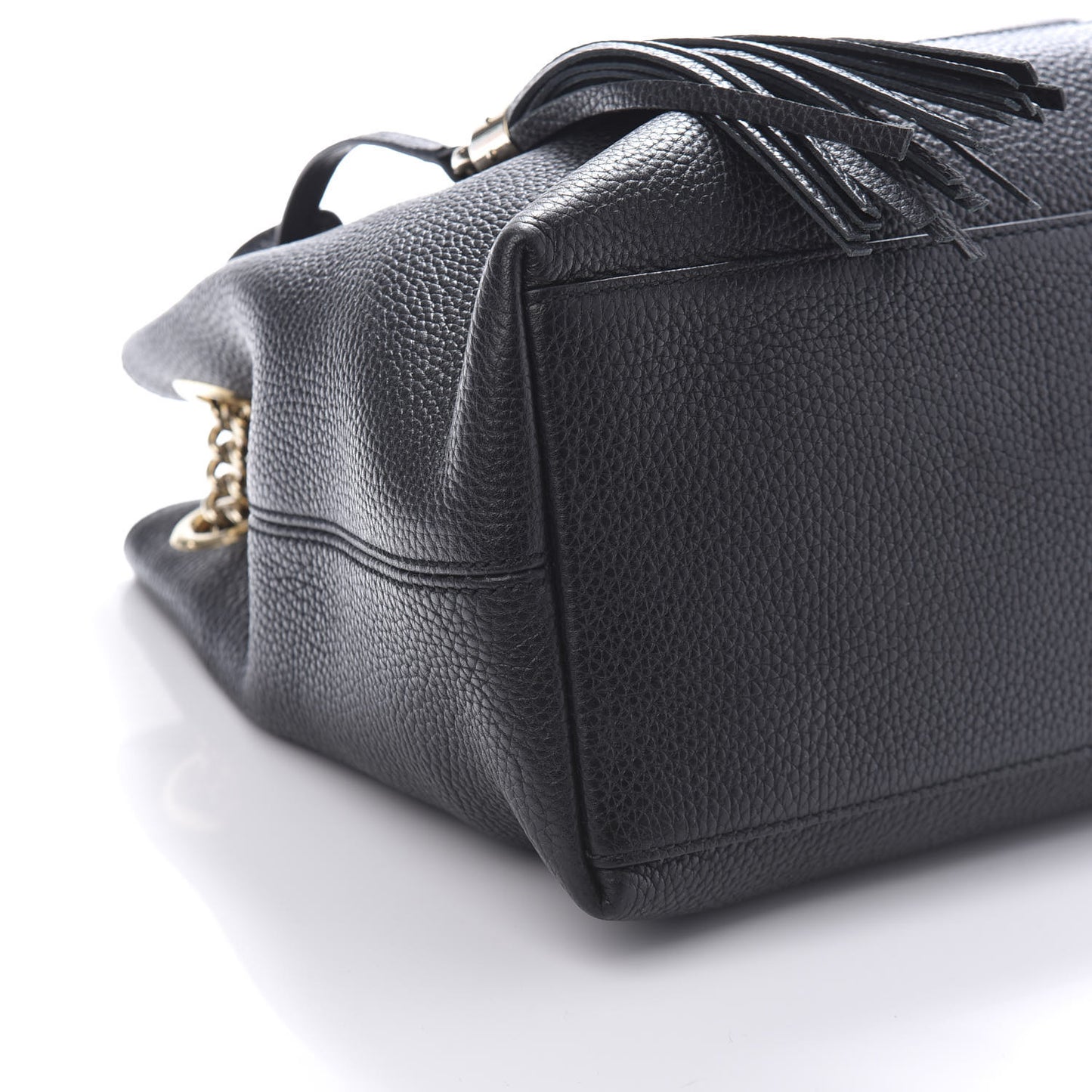 Pebbled Calfskin Medium Soho Chain Shoulder Bag Black