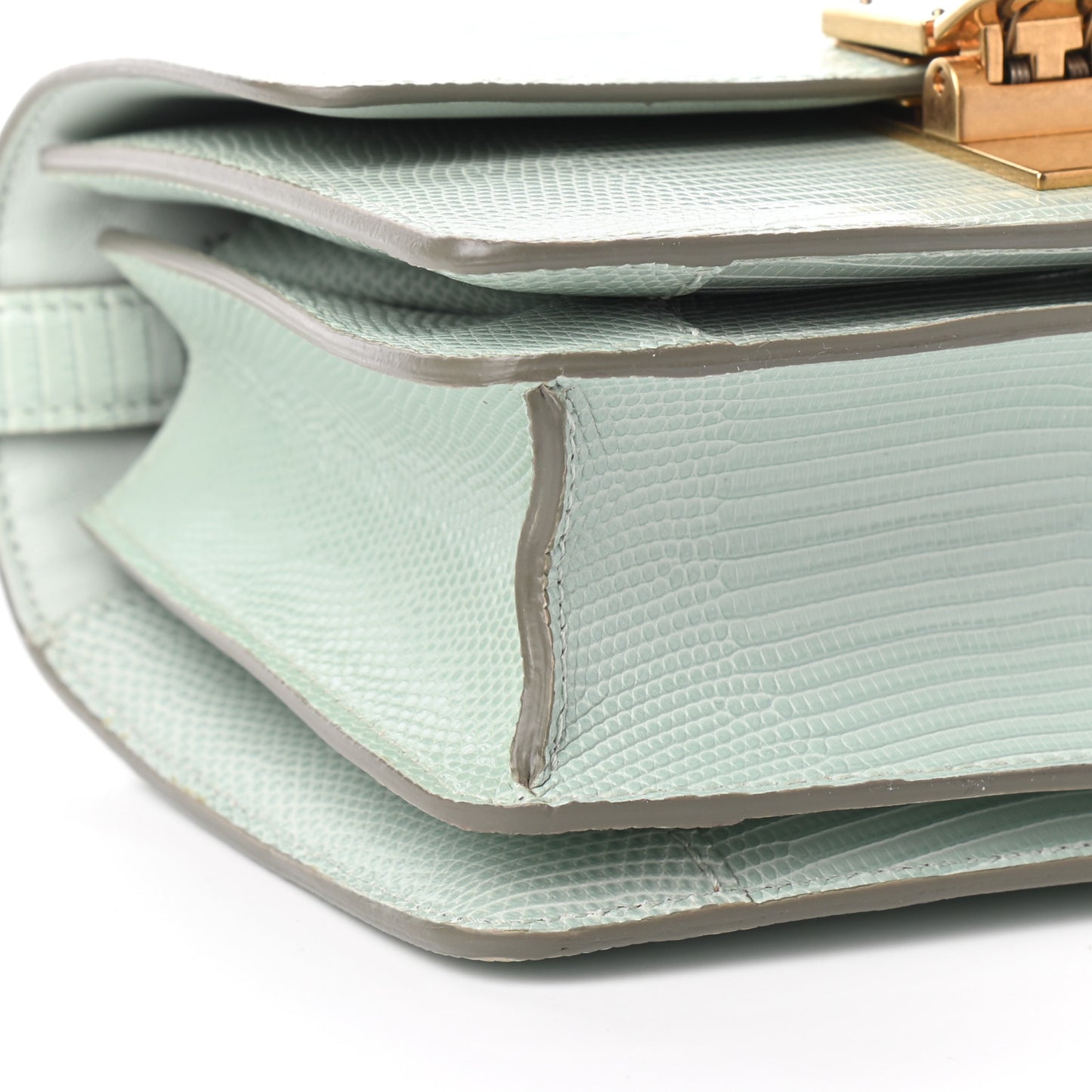 Lizard Small Classic Box Flap Bag Pastel Green