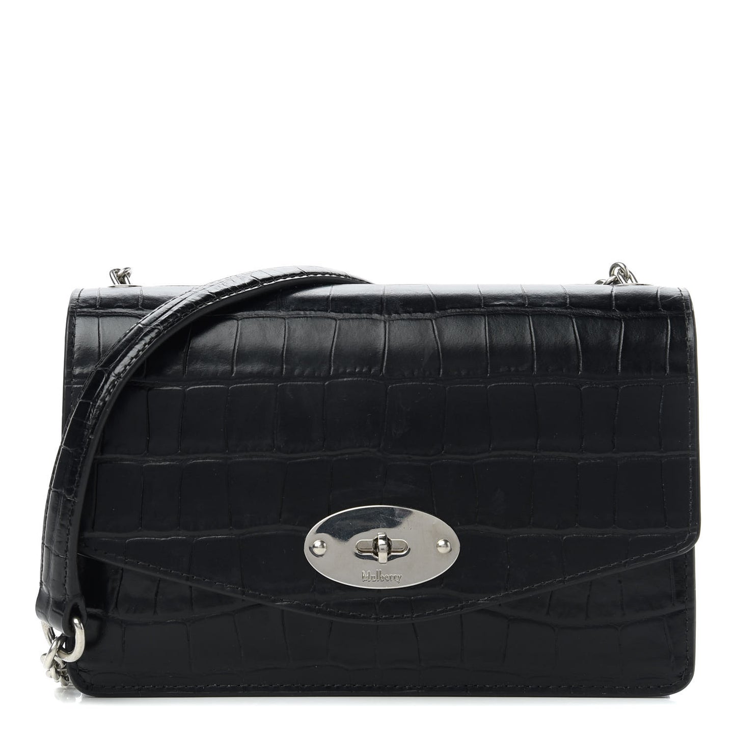 Crocodile Embossed Calfskin Small Darley Black