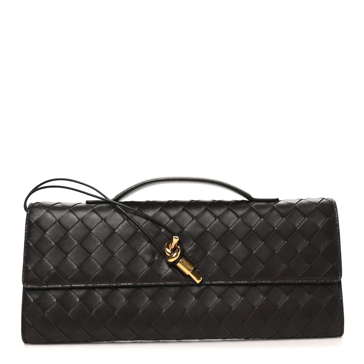 Nappa Intrecciato Long Andiamo Top Handle Clutch Fondant