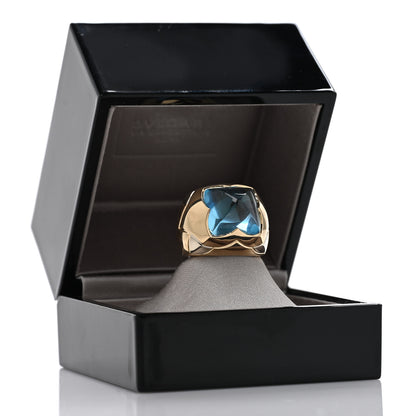 Bulgari 18K Yellow White Gold Aquamarine Pyramide Ring 51 5.75 5 of 5
