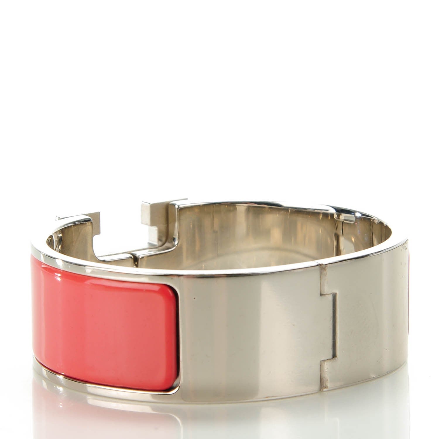 Hermes Enamel Wide Clic Clac H Bracelet PM Rouge Corail 3 of 6