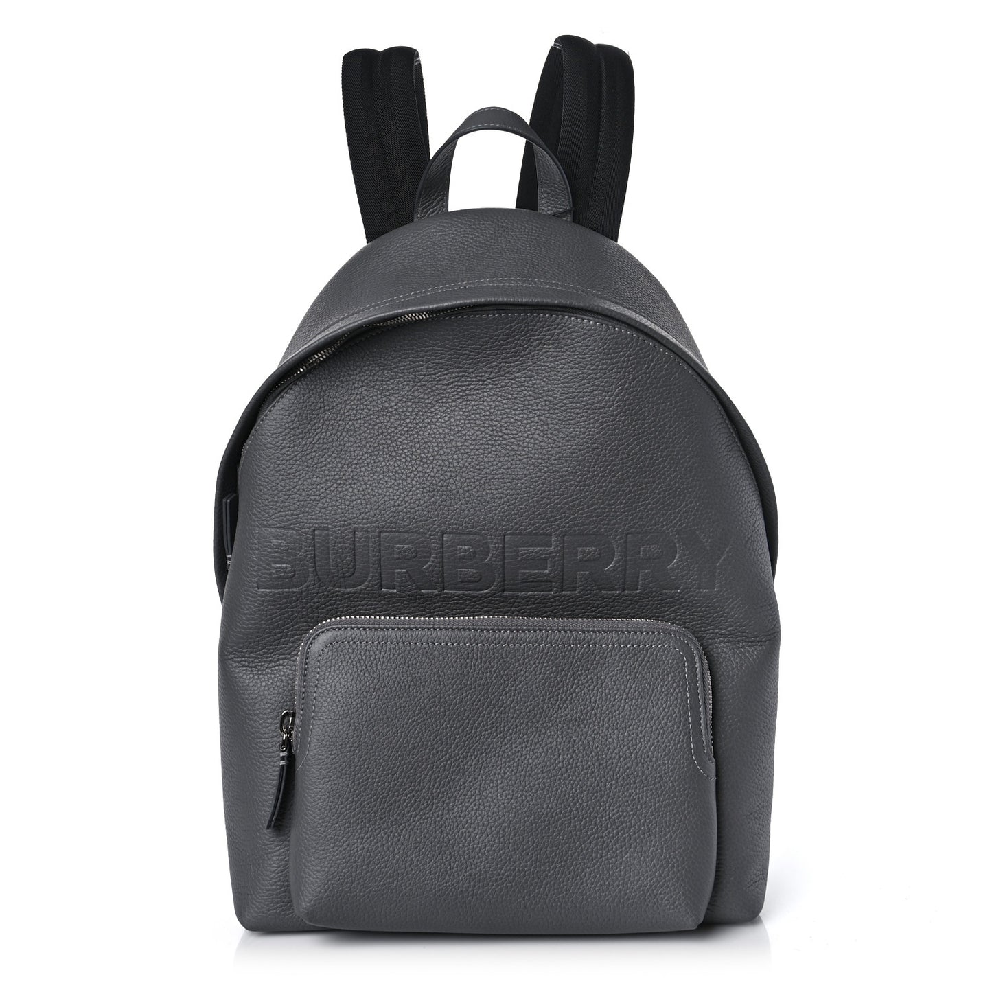 Calfskin Logo Embossed Backpack Charcoal Grey