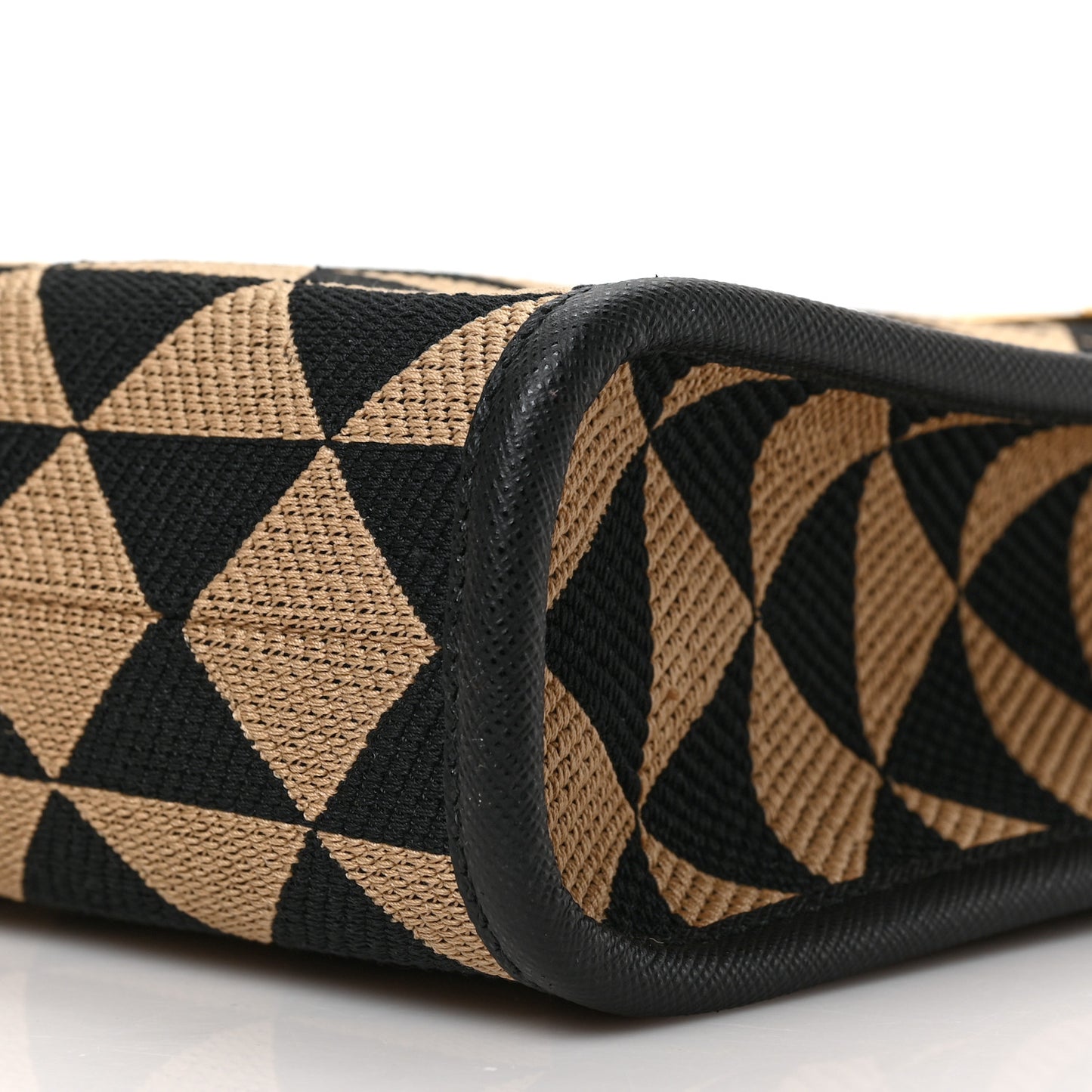 Jacquard Saffiano Triangolo Symbole Embroidered Micro Tote Black Corda