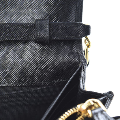Prada Saffiano Metal Oro Chain Wallet Black 8 of 12
