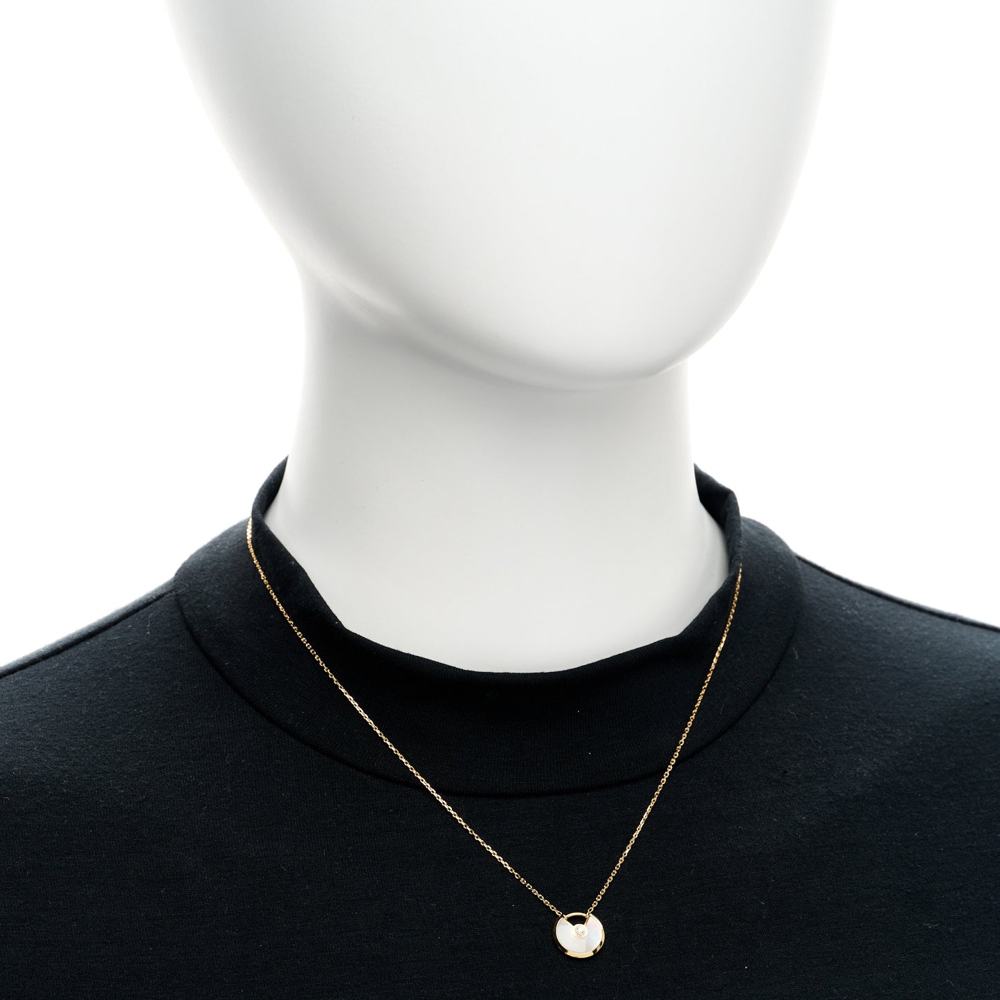 18K Yellow Gold Diamond Mother of Pearl XS Amulette de Cartier Pendant Necklace