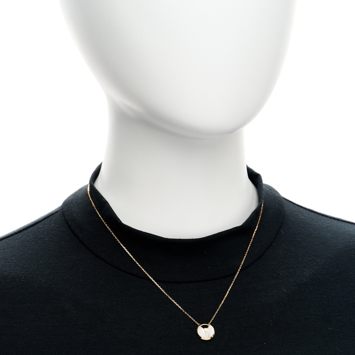 Cartier 18K Yellow Gold Diamond Mother of Pearl XS Amulette de Cartier Pendant Necklace 2 of 4