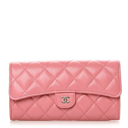 Chanel Caviar Quilted Large Gusset Flap Wallet Dark Pink 1 of 10