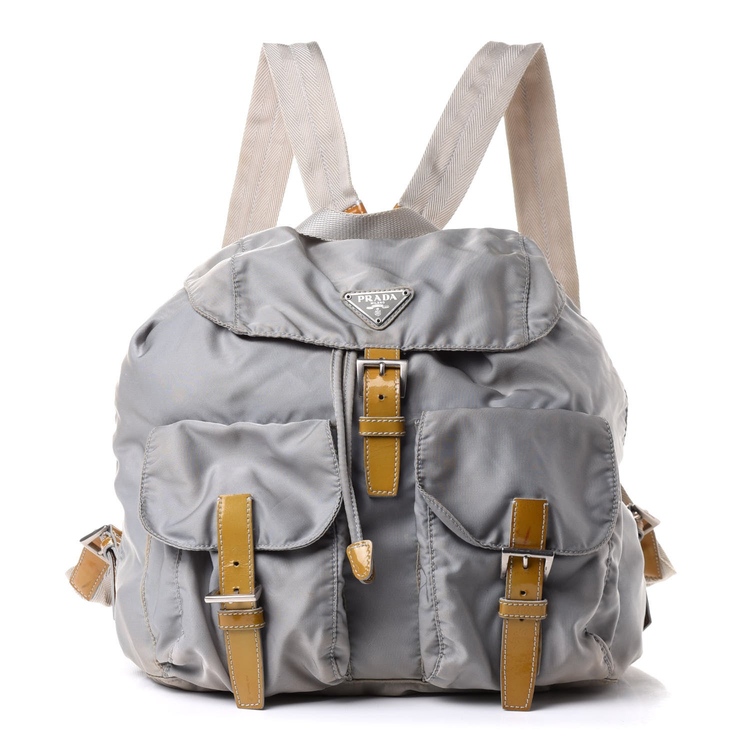Prada Nylon Vela Patent Backpack Argento 1 of 8