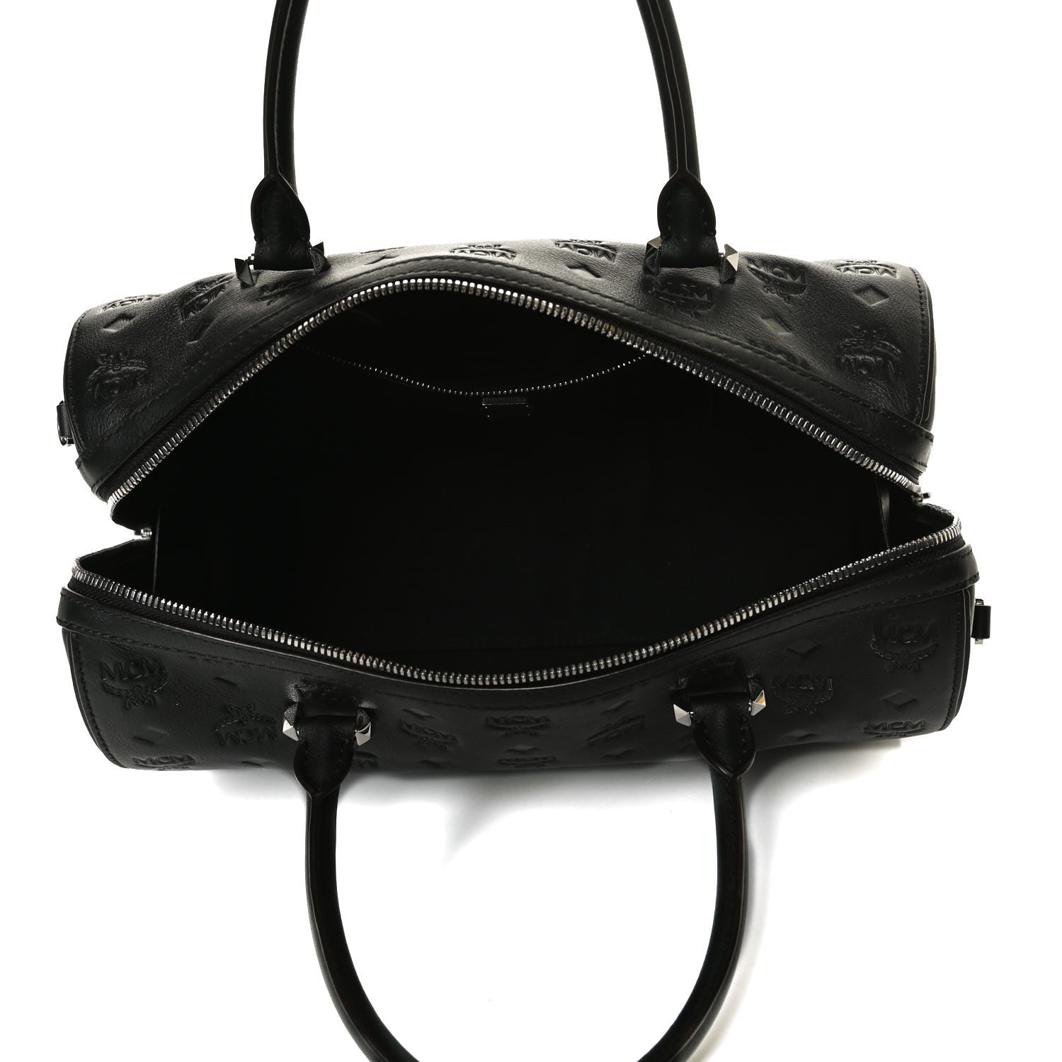 MCM Calfskin Ottomar Monogram Essential Boston Bag Black 4 of 13